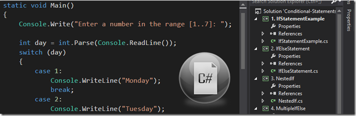 A piece of C# source code in Visual Studio A piece of C# source code in Visual Studio